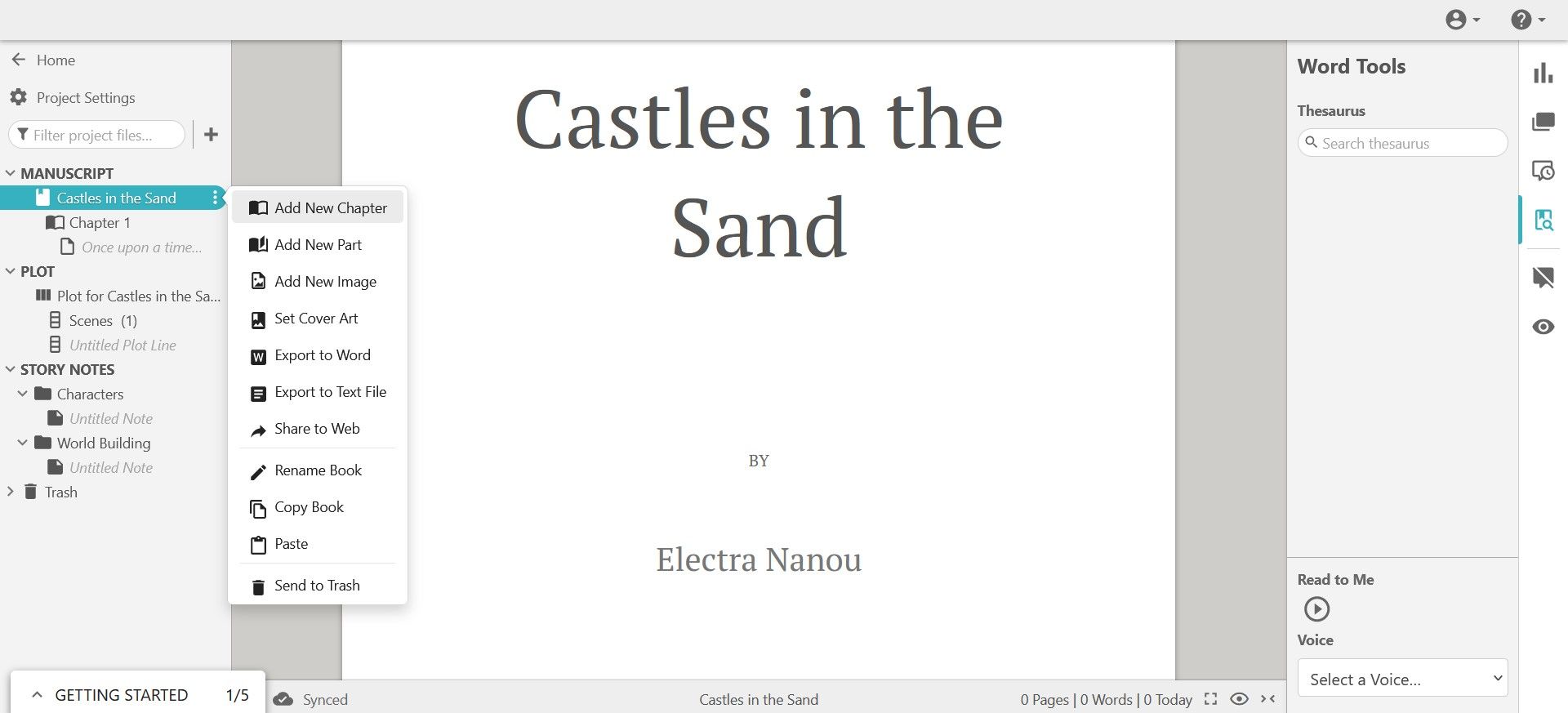 Creative Writing Tools on Dabble