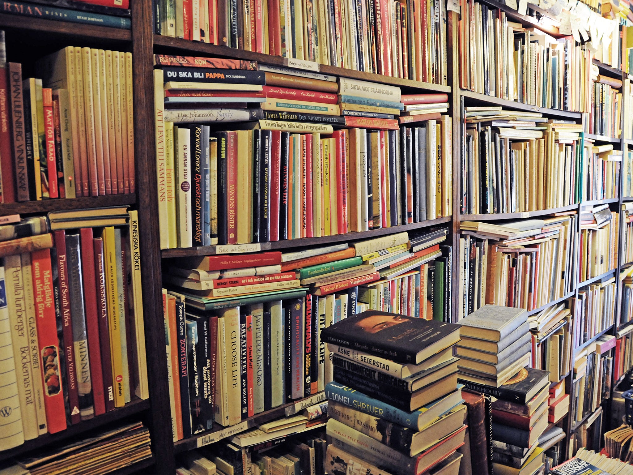 Page turners? Shelves of used volumes at a bookshop. Many thousands are rejected by publishers before reaching this stage