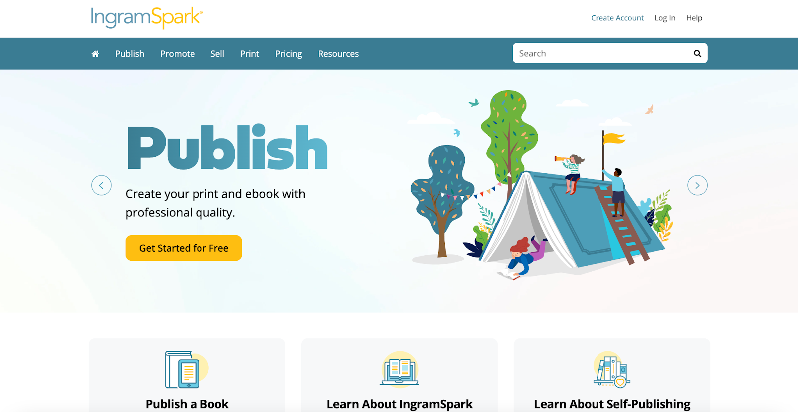 IngramSpark homepage.
