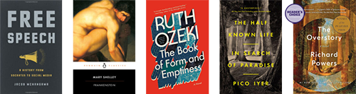 Row of five book covers