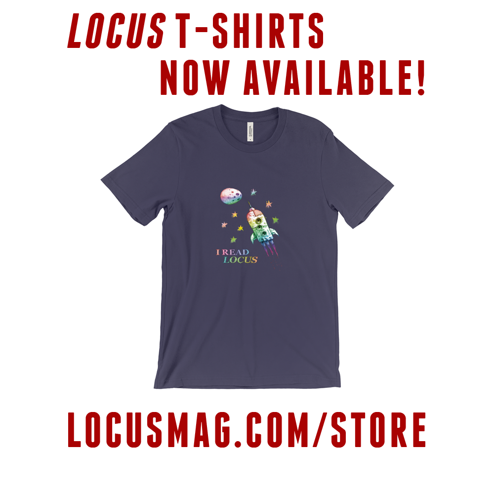 Image of a Locus T-shirt advertising the Locus store