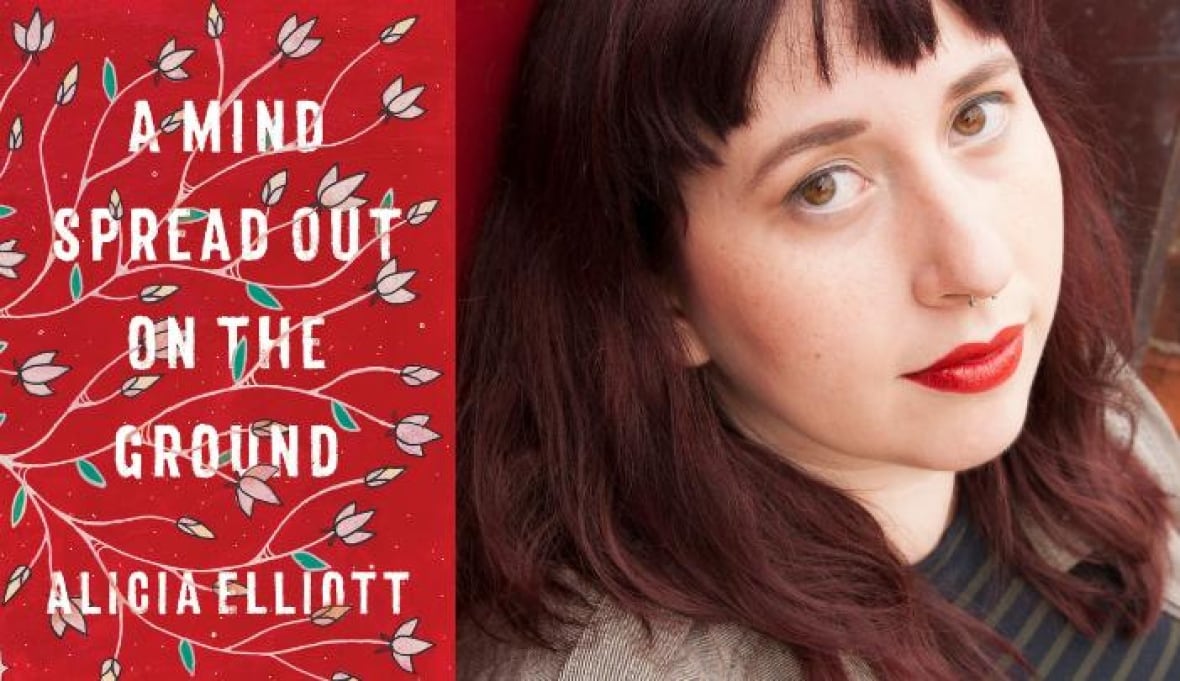 A red book cover with plants on it. A woman with red hair and bangs.