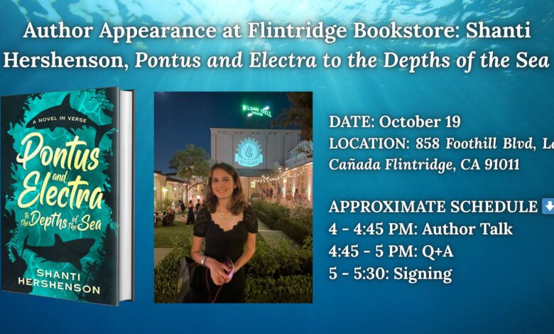 Oct 19 | (TEEN) AUTHOR APPEARANCE: Shanti Hershenson, “Pontus and Electra to the Depths of the Sea.” Oct 19 | (TEEN) AUTHOR APPEARANCE: Shanti Hershenson, “Pontus and Electra to the Depths of the Sea.”