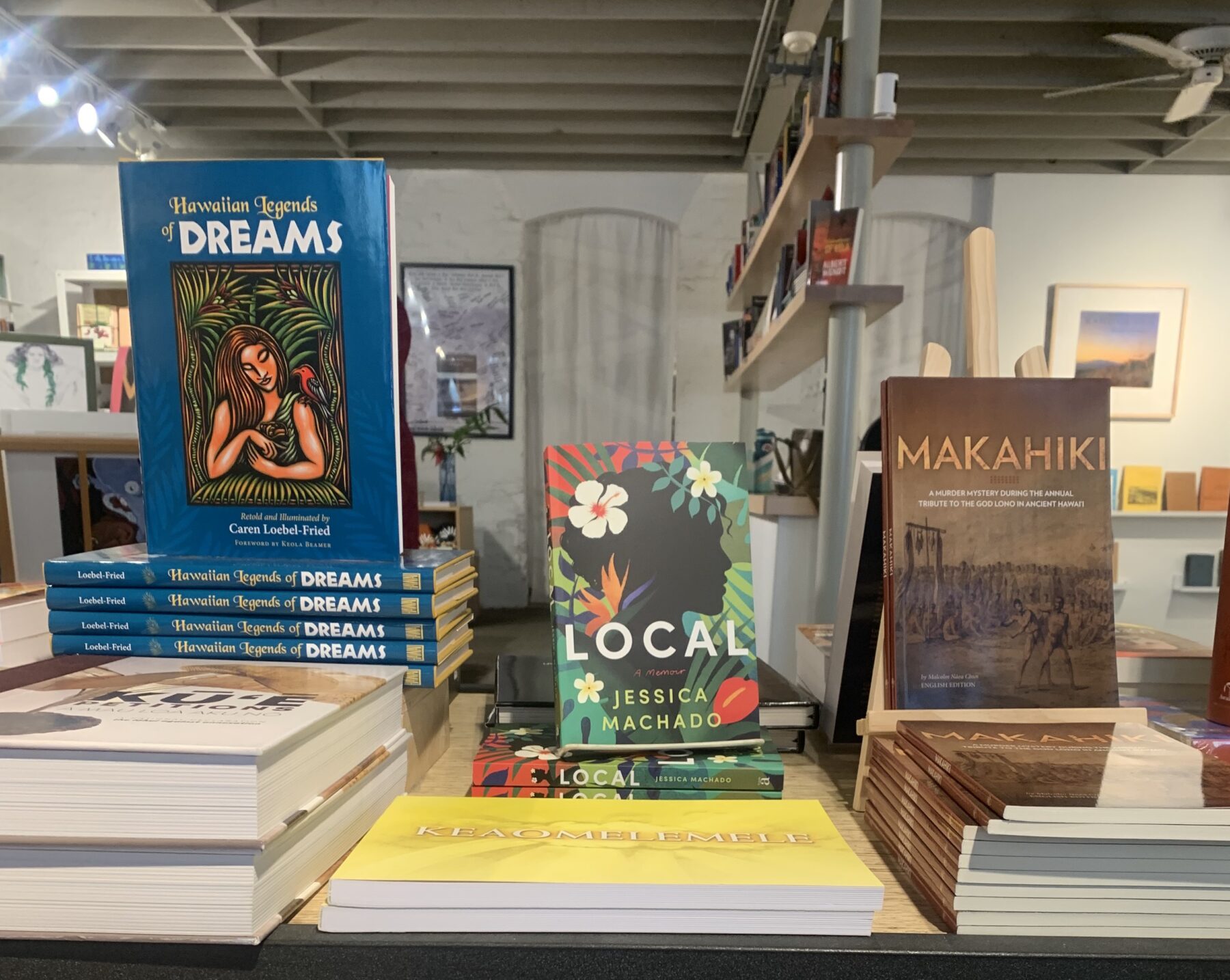 Local by Jessica Machado alongside other Native Hawaiian books at Native Books, Honolulu.