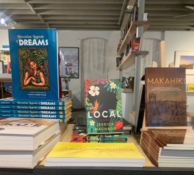 Local by Jessica Machado alongside other Native Hawaiian books at Native Books, Honolulu.